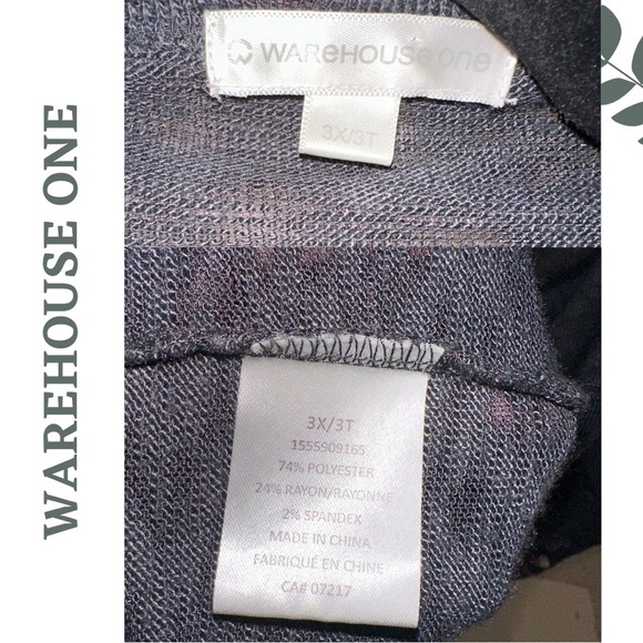 🛍️3/$40 Warehouse Women's Burnout Gray Cardigan Sweater Embroidered Sleeve 3X - Picture 6 of 6